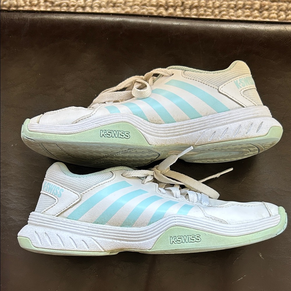 K- Swiss court shoes. White and Blue Athletic Shoes
